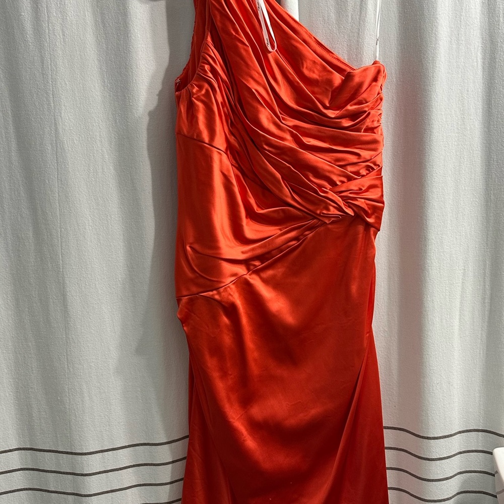 Elegant Orange Draped Women's Dress